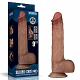 דילדו סיליקון ריאליסטי Sliding Skin Pro עם עור זז, ליבה דו-שכבתית ובסיס יניקה - 23.7 ס״מ - חום בהיר - המוצר והאריזה דילדו סיליקון ריאליסטי Sliding Skin Pro עם עור זז, ליבה דו-שכבתית ובסיס יניקה - 23.7 ס״מ - חום בהיר - המוצר והאריזה