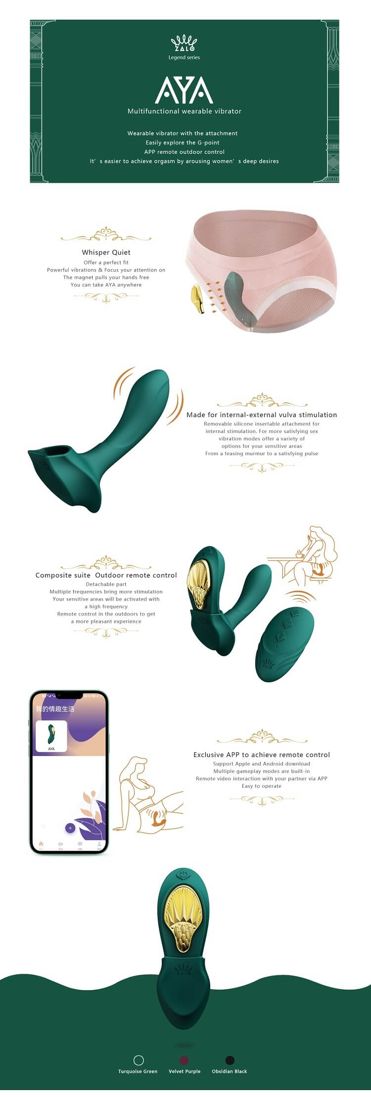 wicked sensual care simply aqua water-based lubricant Zalo AYA Wearable Vibrator Red main image 1